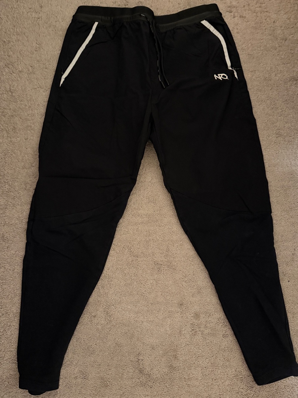 Men's Black Jogger Pants with White Pocket Trim
